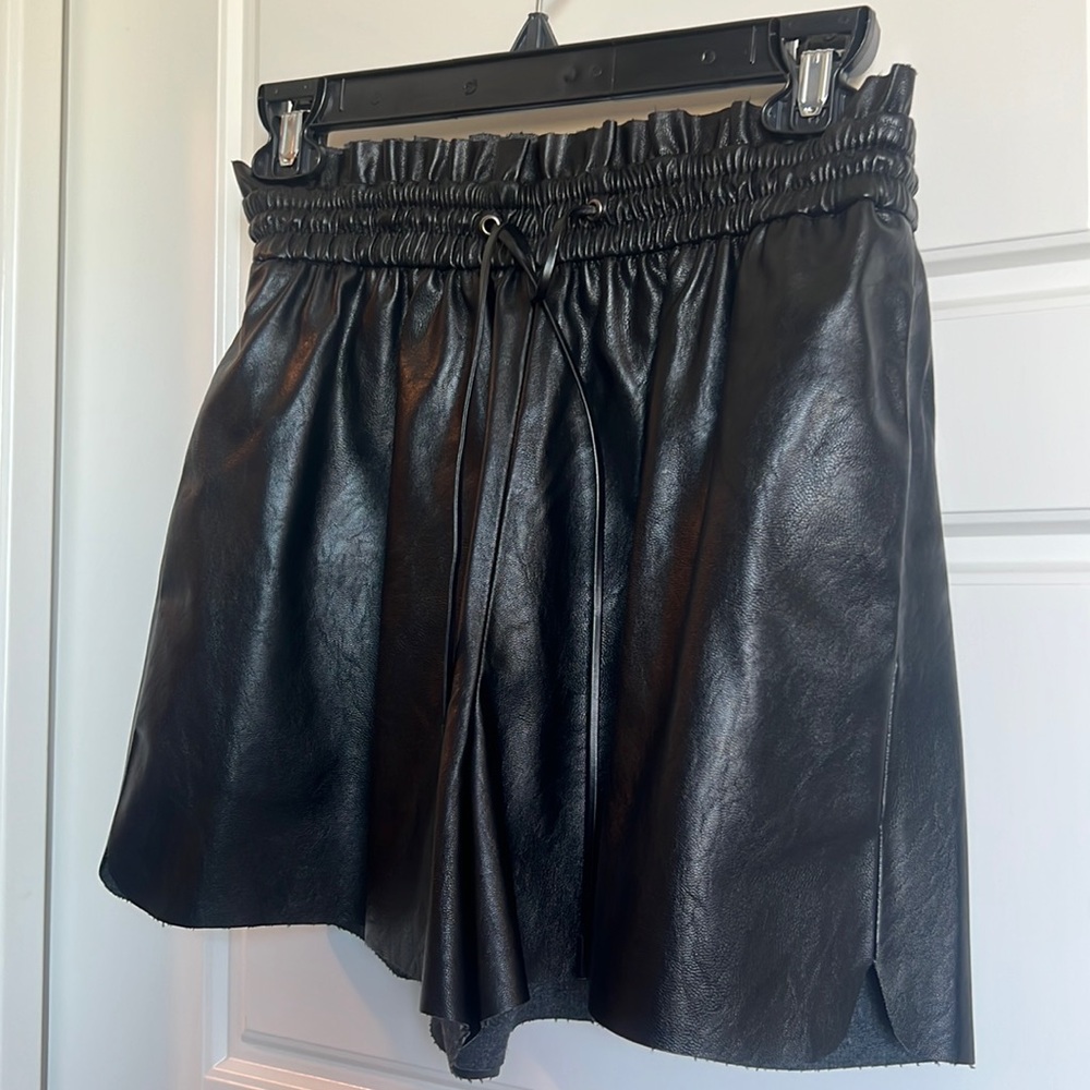 Pistola Black Faux Leather Shorts